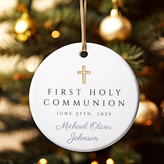 写真宗教十字少年ファースト・コミュニオン セラミックオーナメント