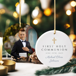写真宗教十字少年ファースト・コミュニオン セラミックオーナメント