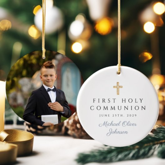 写真宗教十字少年ファースト・コミュニオン セラミックオーナメント