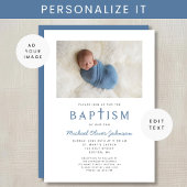 写真宗教十字青の男の子バプテスマ 招待状