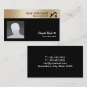 写真実在金ゴールド付き不動産縁ど代理 名刺 (正面/裏面)