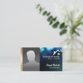 写真実在《写真》ぼけ味灯モダン付不動産業者 名刺 (スタンド正面)