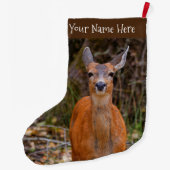 写真家おもしろいで鹿の若手スマイル ラージクリスマスストッキング (裏面)