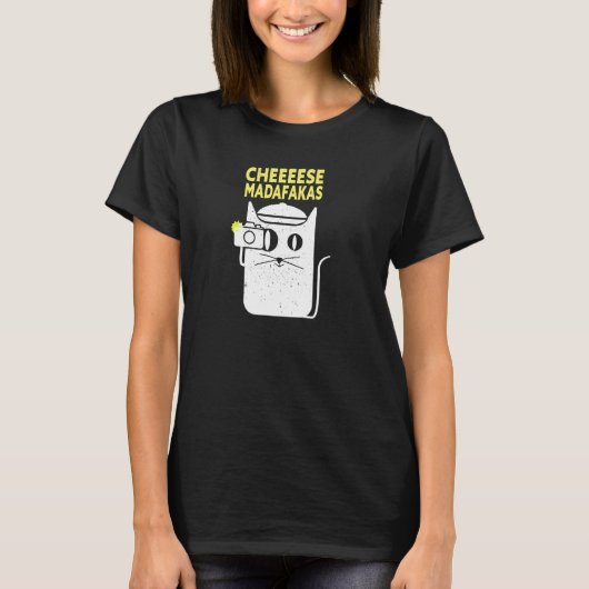 写真家おもしろい猫フォトグラファーCamera Pullove Tシャツ (正面)