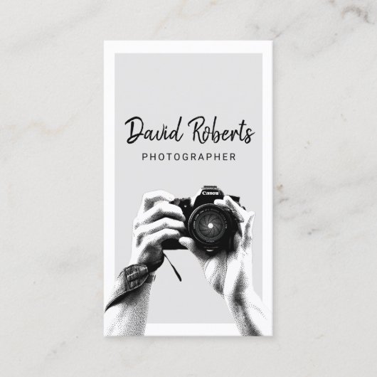 写真家がカメラをエレガント持つ撮影Bu 名刺 (正面)