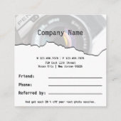 写真家が友人を参照 スクエア名刺 (裏面)