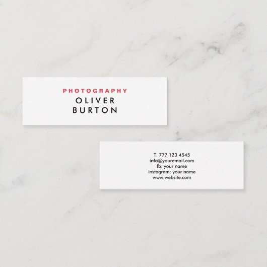 写真家のためのユニバーサルミニ名刺。 スキニー名刺 (正面/裏面)