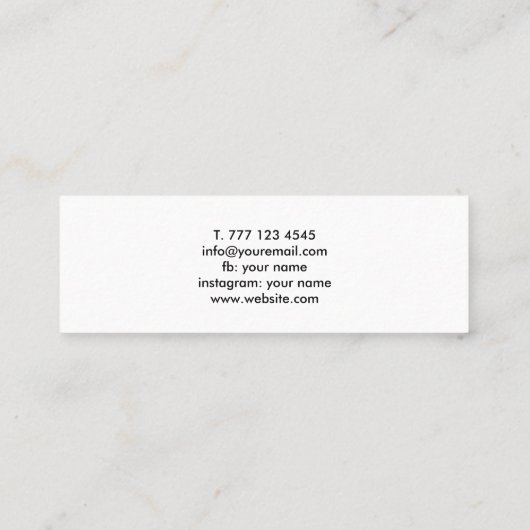 写真家のためのユニバーサルミニ名刺。 スキニー名刺 (裏面)