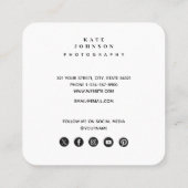 写真家の写真QRコードソーシャルメディアのアイコン スクエア名刺 (裏面)