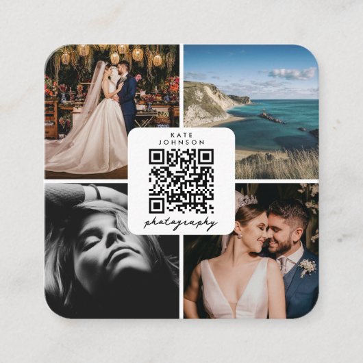 写真家の写真QRコードソーシャルメディアスクリプト スクエア名刺 (正面)