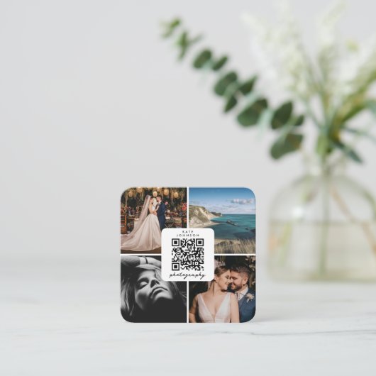 写真家の写真QRコードソーシャルメディアスクリプト スクエア名刺 (スタンド正面)