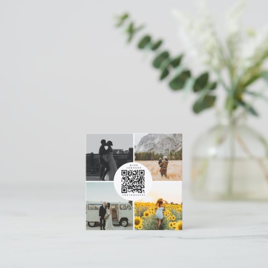 写真家の写真QRコードソーシャルメディア スクエア名刺 (スタンド正面)