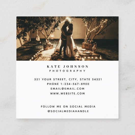 写真家の写真QRコードソーシャルメディア スクエア名刺 (裏面)