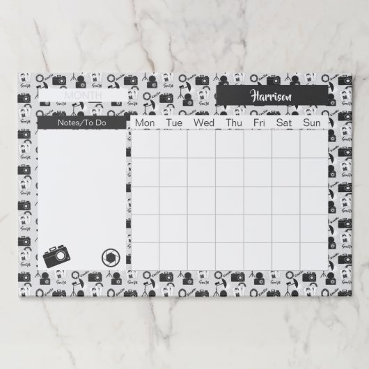 写真家の月パーソナライズされた刊カレンダー ペーパーパッド (正面)