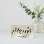 写真家の真珠グリッターアイボリー 名刺 (スタンド正面)