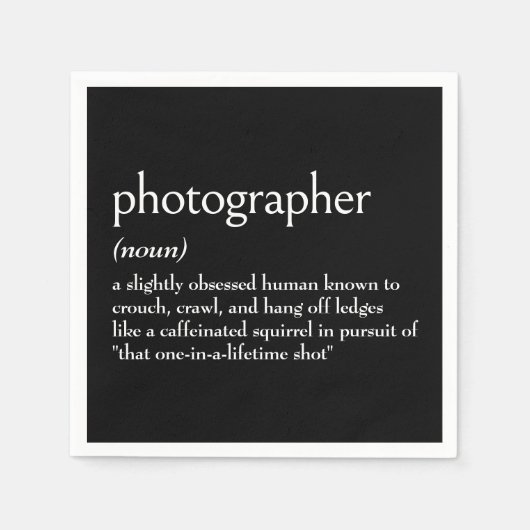 写真家の辞書定義 スタンダードカクテルナプキン (正面)