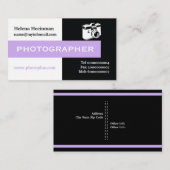 写真家の黒、白、ラベンダーの目を引く 名刺 (正面/裏面)