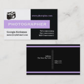 写真家の黒、白、ラベンダーの目を引く 名刺 (正面/裏面)