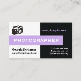 写真家の黒、白、ラベンダーの目を引く 名刺