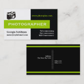 写真家の黒、白、緑の目を引く 名刺 (正面/裏面)