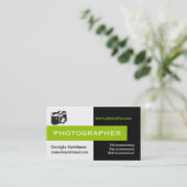 写真家の黒、白、緑の目を引く 名刺 (スタンド正面)