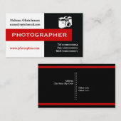 写真家の黒、白、赤い目を引く 名刺 (正面/裏面)