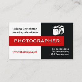 写真家の黒、白、赤い目を引く 名刺