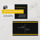 写真家の黒、白、黄色の目を引く 名刺 (正面/裏面)