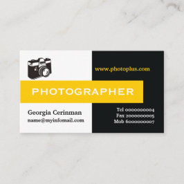 写真家の黒、白、黄色の目を引く 名刺
