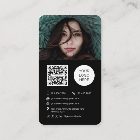 写真家のQRコードトレンディー写真 名刺 (裏面)