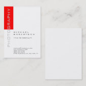 写真家アーティスト白赤クリーンビジネスカード 名刺 (正面/裏面)