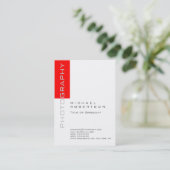 写真家アーティスト白赤クリーンビジネスカード 名刺 (スタンド正面)