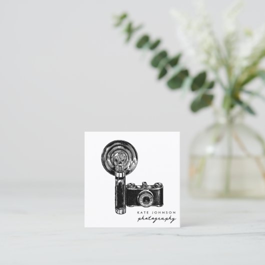 写真家カメラスクリプト撮影QRコード スクエア名刺 (スタンド正面)