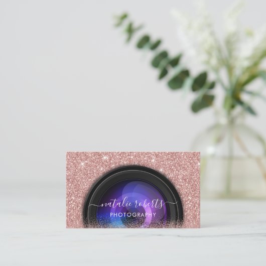 写真家カメラバラ金ゴールドグリッター撮影 名刺 (スタンド正面)