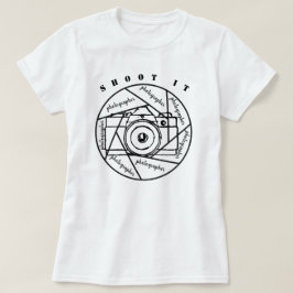 写真家カメラ白黒Tシャツ Tシャツ