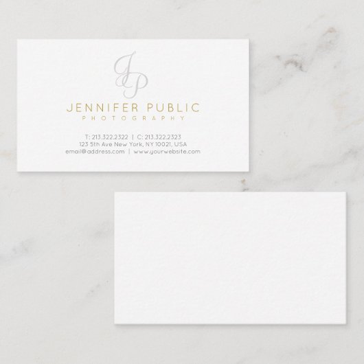 写真家クリエイティブ金ゴールド文字モノグラムモダン 名刺 (正面/裏面)