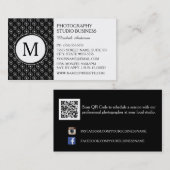 写真家スタイリッシュ白黒ハートモノグラム 名刺 (正面/裏面)