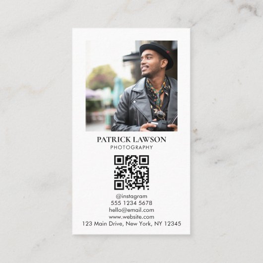 写真家セルフポートレイトQRコードビジネスカード 名刺 (裏面)