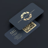 写真家ダークブルー金ゴールドカメラレンズモダン 名刺