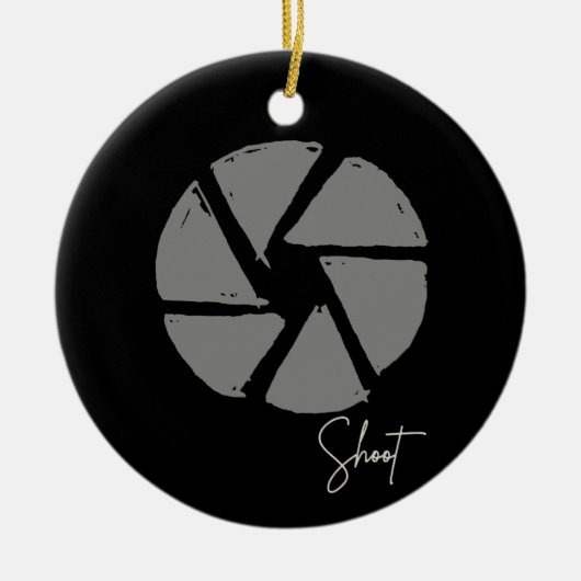 写真家デザインヴィンテージ絞りレトロカメラ セラミックオーナメント (正面)