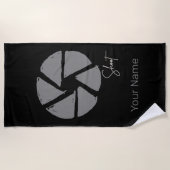 写真家デザインヴィンテージ絞りレトロカメラ ビーチタオル (正面)