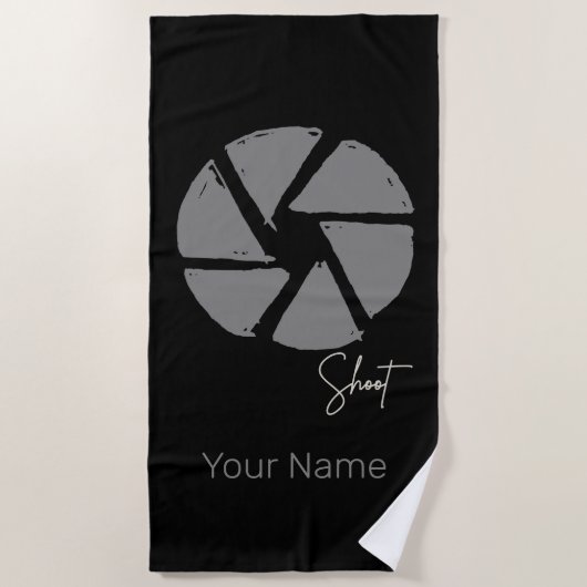 写真家デザインヴィンテージ絞りレトロカメラ ビーチタオル (正面)