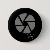 写真家デザインヴィンテージ絞りレトロカメラ 缶バッジ (正面)