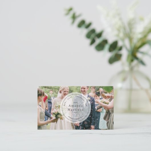 写真家トランスペアレントホワイトスタンプビジネスカード 名刺 (スタンド正面)