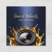 写真家トレンディー金ゴールドカメラ撮影海軍 スクエア名刺 (正面)
