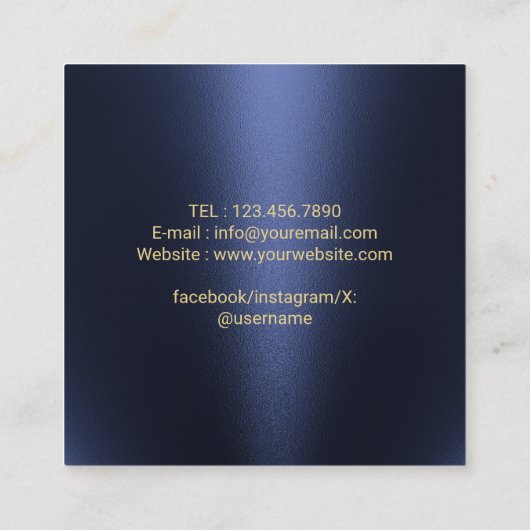 写真家トレンディー金ゴールドカメラ撮影海軍 スクエア名刺 (裏面)