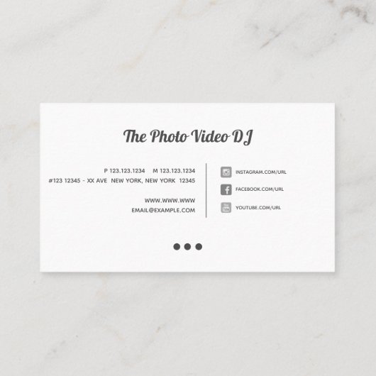 写真家ビデオグラファーDJとソーシャルメディア 名刺 (裏面)