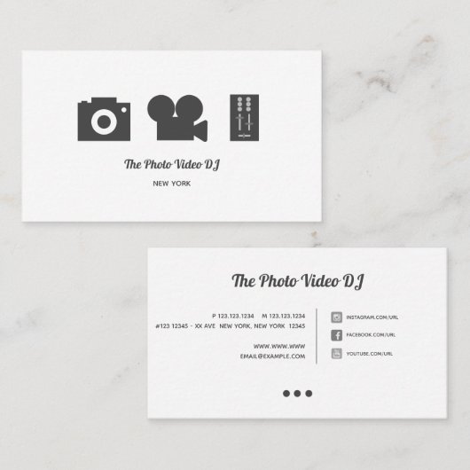 写真家ビデオグラファーDJとソーシャルメディア 名刺 (正面/裏面)