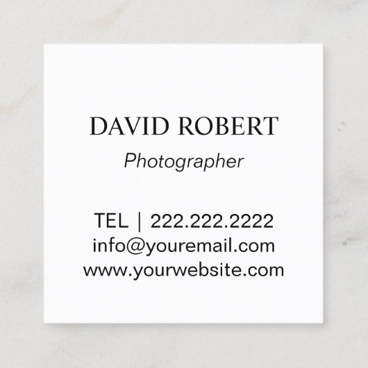 写真家フローラカメラエレガント撮影 スクエア名刺 (裏面)