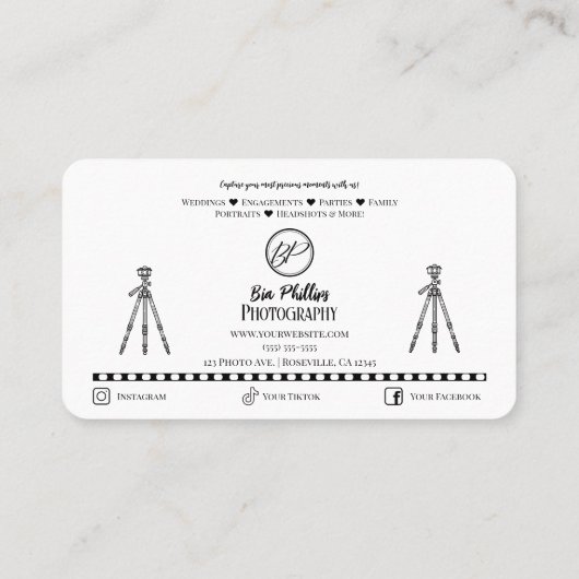 写真家ブラックDSLRタロット写真 名刺 (裏面)